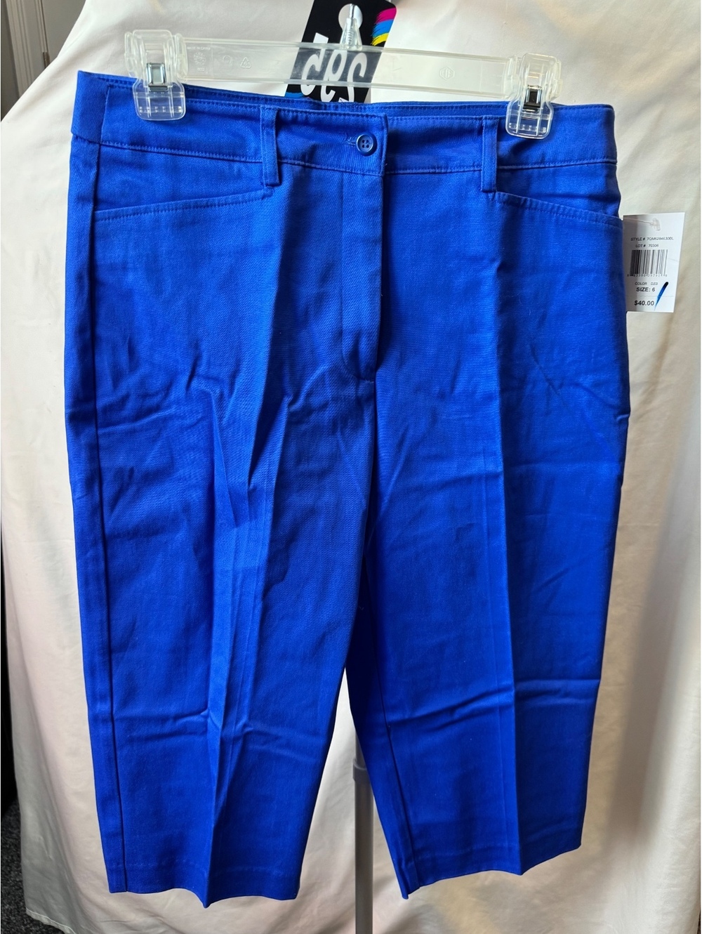 295 Bay Studio Women's Blue Stretch Cotton Capri Pants Size 6 NWT